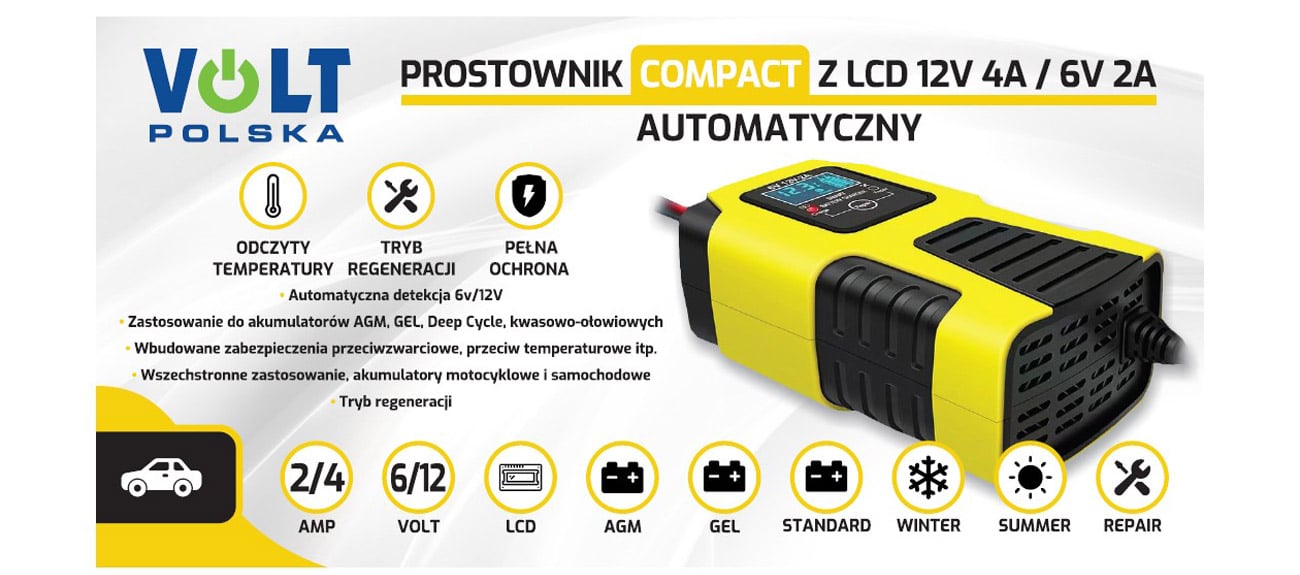 VOLT LCD 12V 4A / 6V 2A COMPACT pudełko