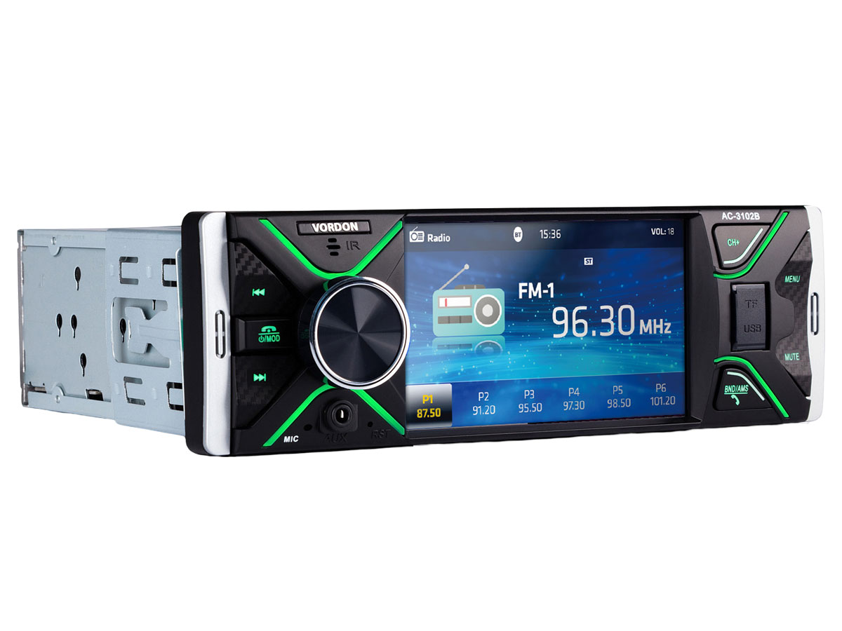 Radio samochodowe Vordon HT-3102B - Widok od przodu pod kątem