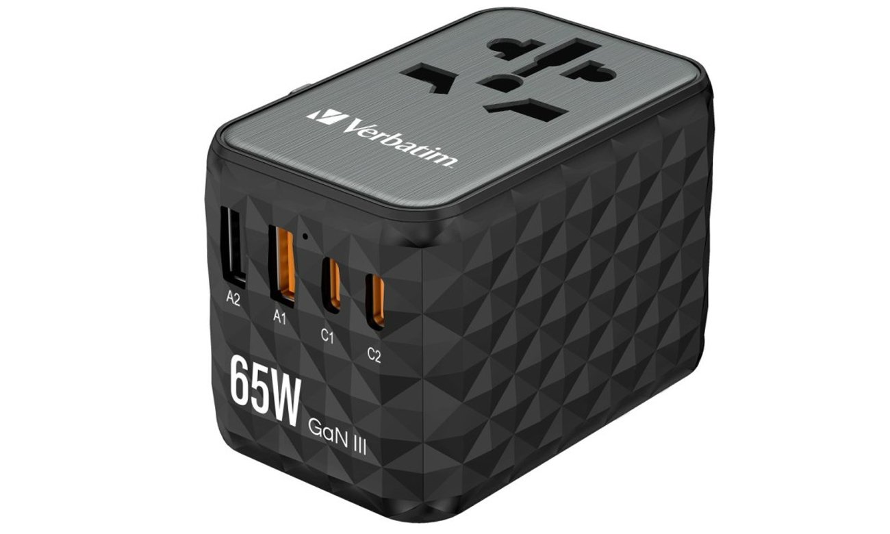 Universaler Reiseadapter Verbatim UTA-05 GaN III USB-C PD 65W QC