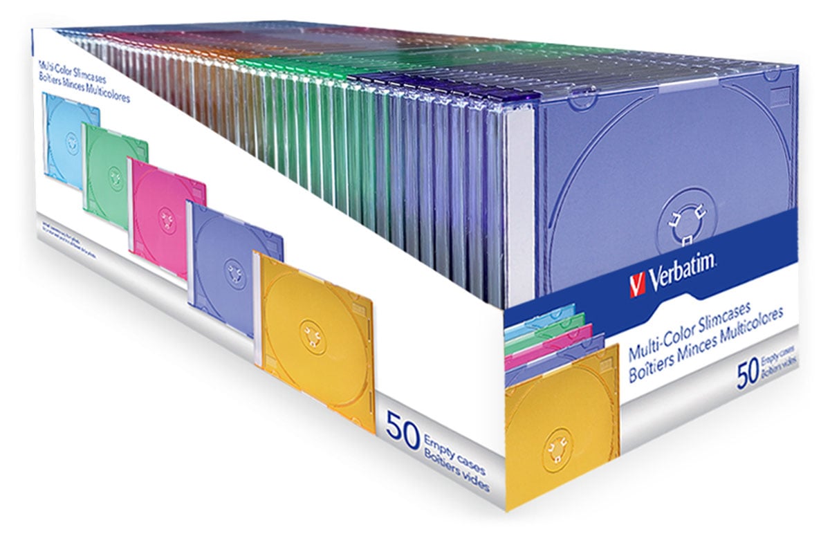 Verbatim SLIM CD/DVD JEWEL CASE 50 PACK MULTI COLOUR
