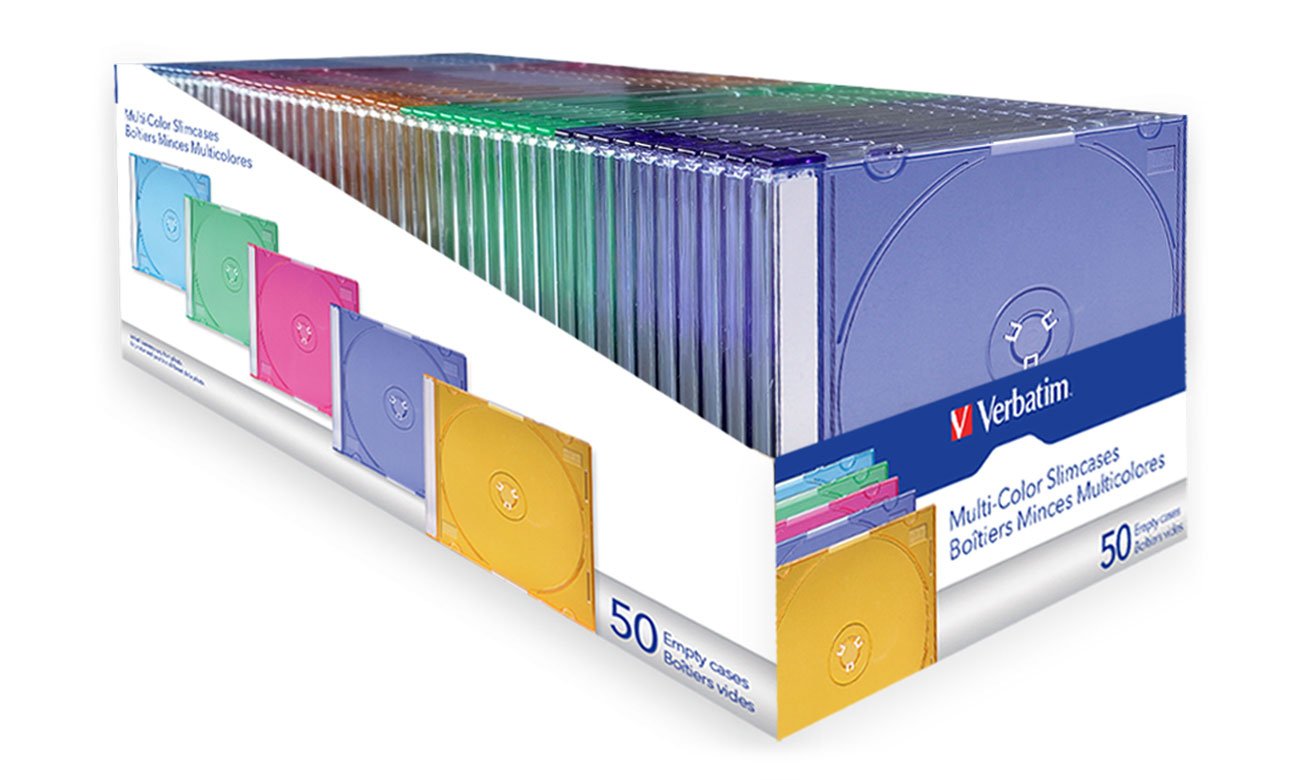 Verbatim SLIM CD/DVD JEWEL CASE 50 PACK MULTI COLOUR