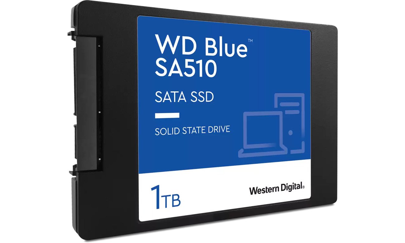 Dysk SSD 2,5'' WD Blue SA510 1 TB - Widok od przodu pod kątem