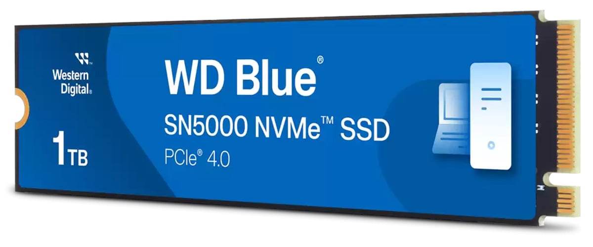 Dysk SSD M.2 WD Blue SN5000 PCIe Gen4 NVMe 1 TB - Widok od przodu pod kątem