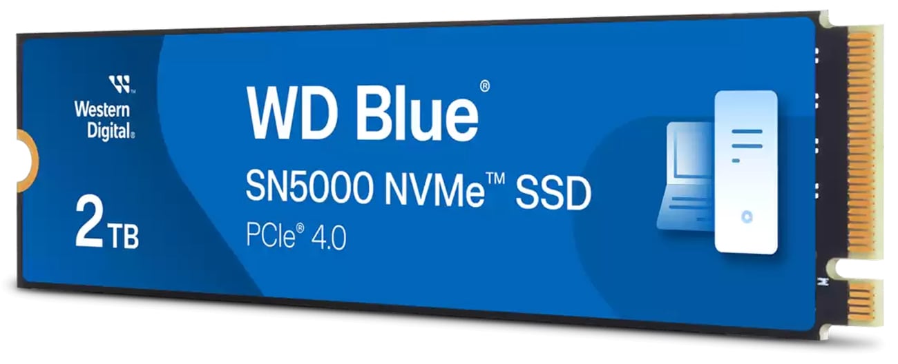 Dysk SSD M.2 WD Blue SN5000 PCIe Gen4 NVMe 2 TB - Widok od przodu pod kątem