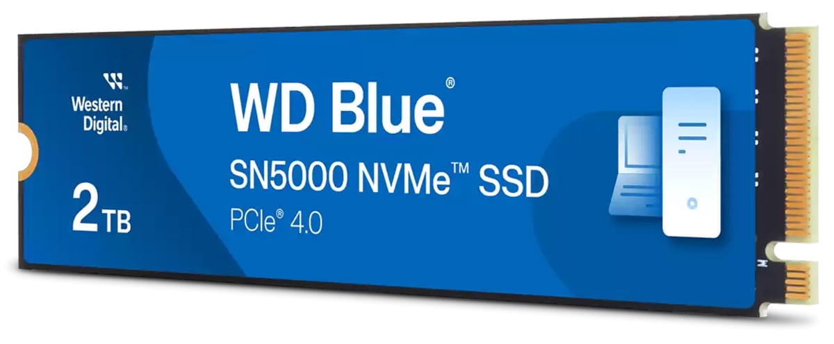 Dysk SSD M.2 WD Blue SN5000 PCIe Gen4 NVMe 2 TB - Widok od przodu pod kątem
