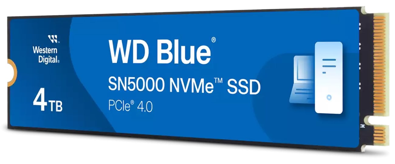 Dysk SSD M.2 WD Blue SN5000 PCIe Gen4 NVMe 4 TB - Widok od przodu pod kątem
