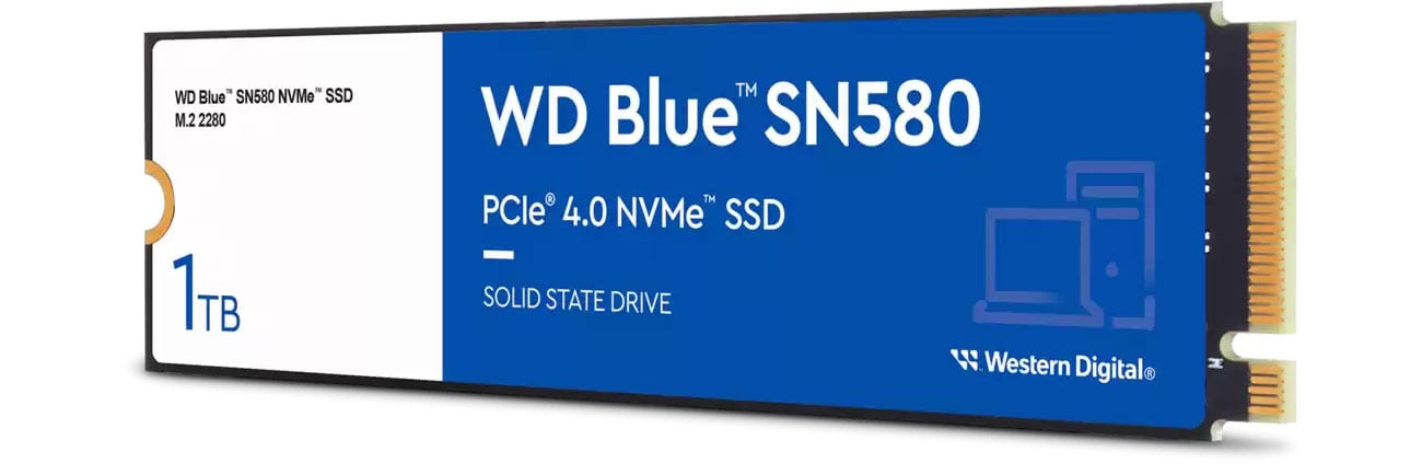 Western Digital 1TB WD Blue SN580 NVMe Internal Solid State Drive SSD -  Gen4 x4 PCIe 16Gb/s, M.2 2280, Up to 4,150 MB/s - WDS100T3B0E