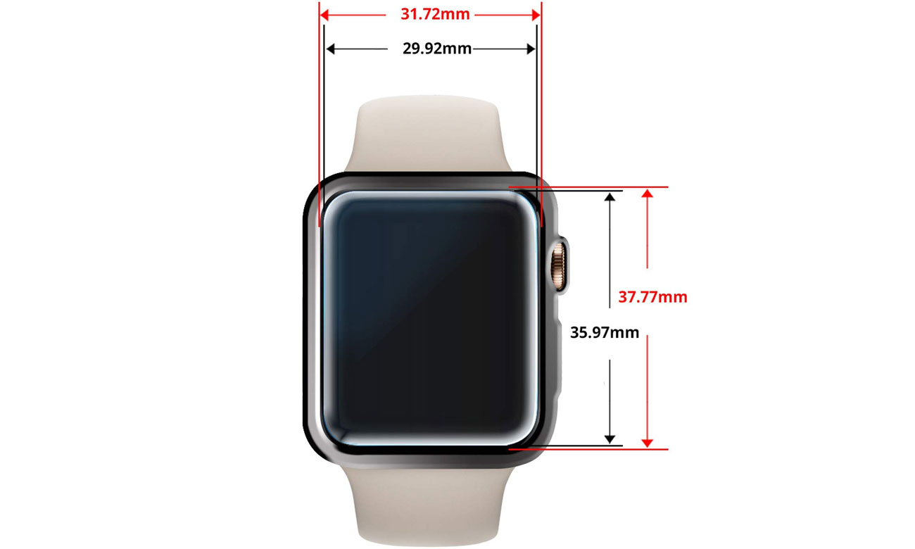 Whitestone Dome Glass do Apple Watch 4 (44mm) Wymiary