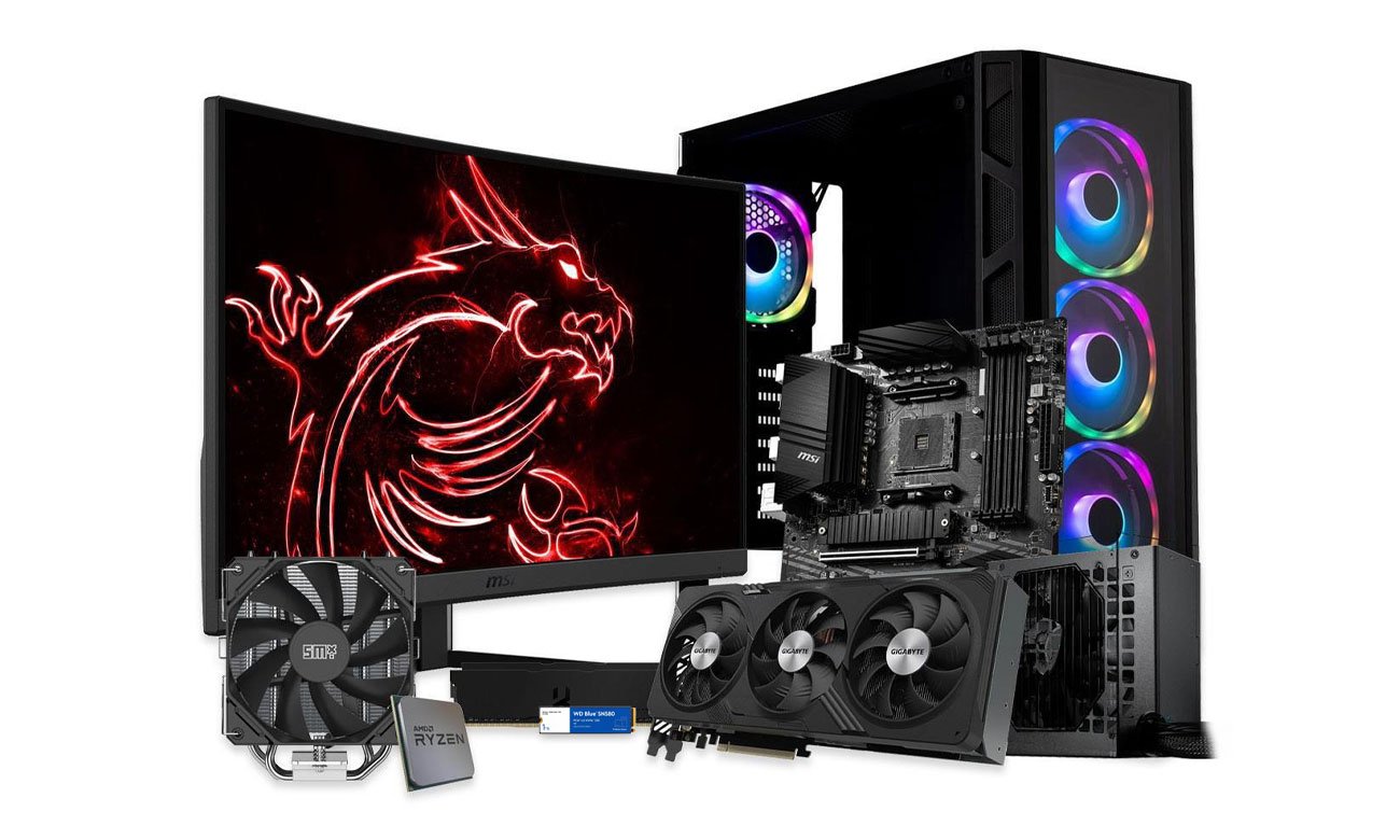 Zestaw tygodnia Ryzen 7 5700X/32GB/1TB/RX 7700XT + monitor MSI