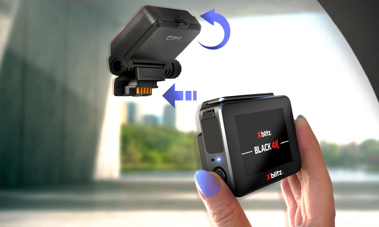 Wideorejestrator Xblitz Black 4K - Aktywny uchwyt