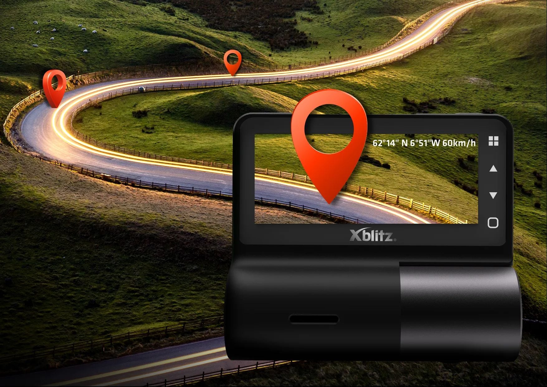 Xblitz Falcon i precyzyjny moduł GPS z drogą w tle