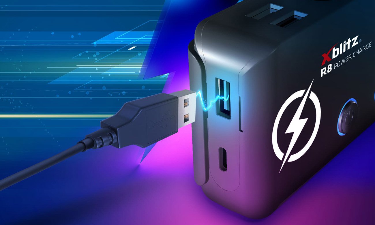 Rozdzielacz samochodowy 12/24V Xblitz R8 Power Charge - Funkcja szybkiego ładowania