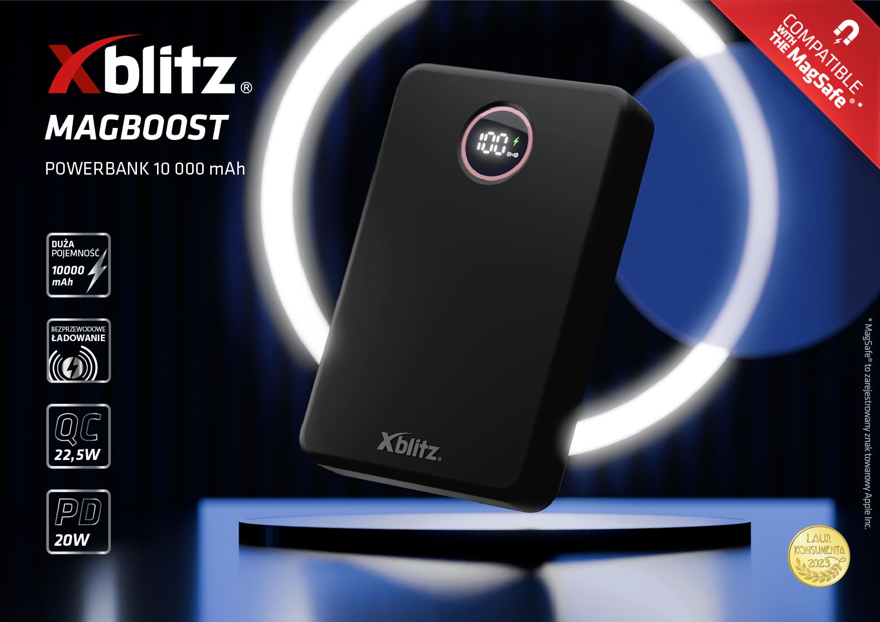 Xblitz Magboost - Kompaktowy powerbank z magnetycznym mocowaniem