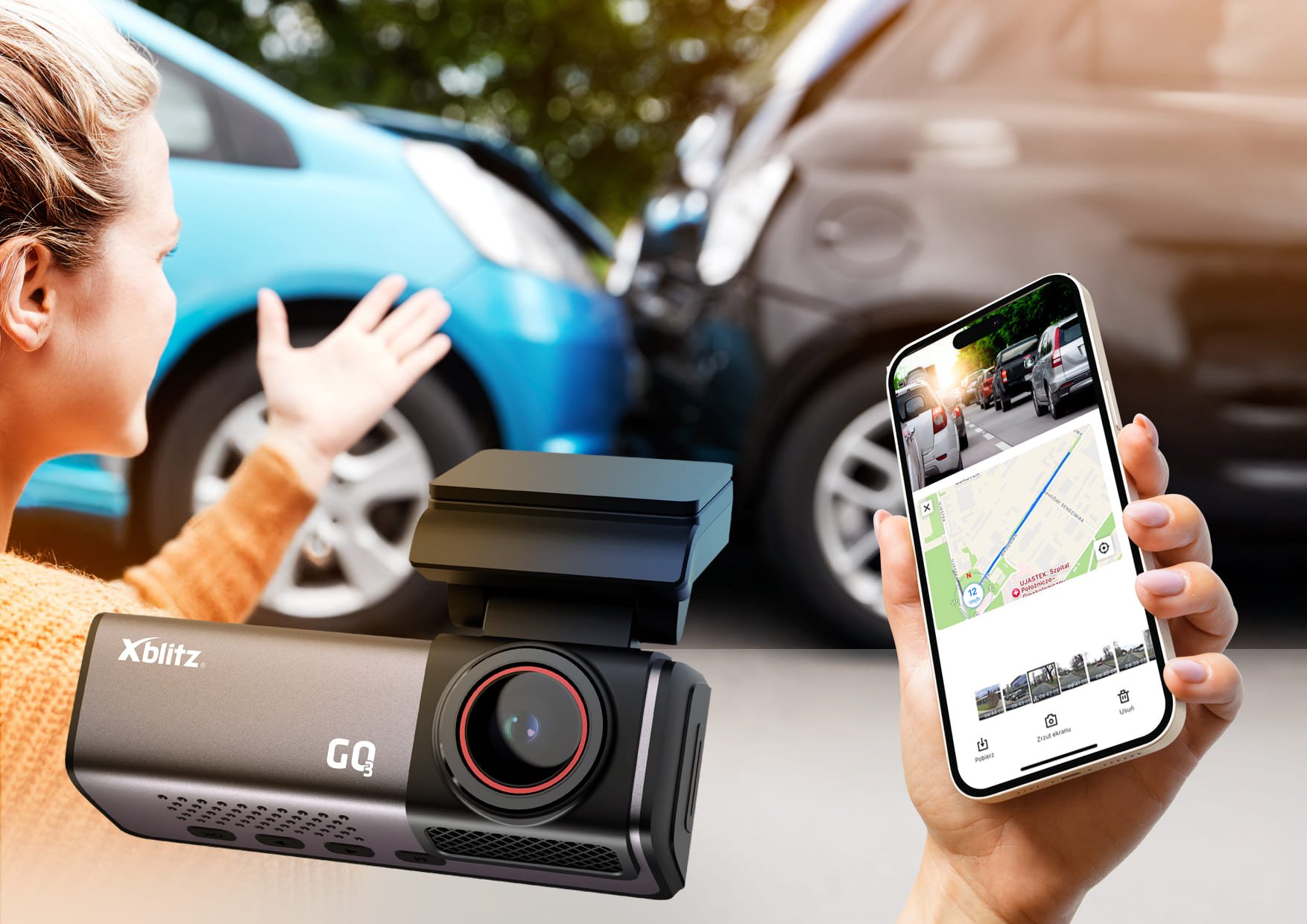 Xblitz GO3 – Kamera samochodowa UHD 4K z GPS i WIFI