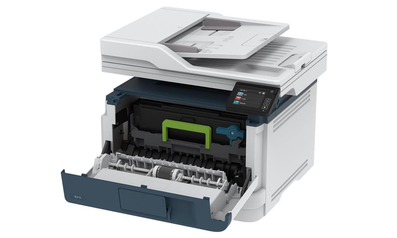Xerox B305 widok z boku pod kątem, otwarta kaseta