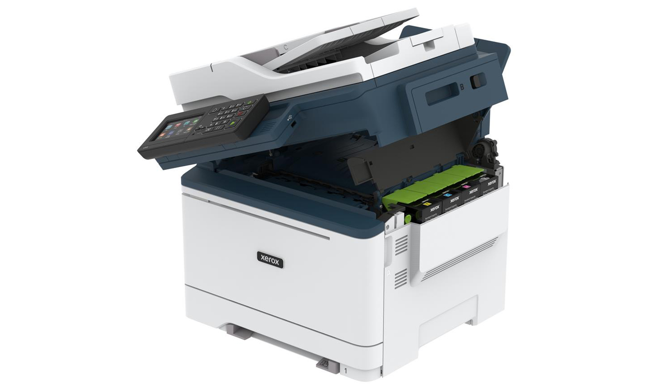 Xerox C315 widok z boku, otwarta obudowa