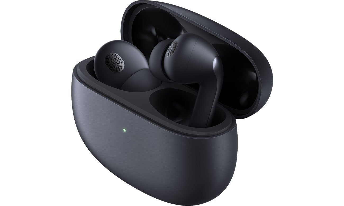 Słuchawki bezprzewodowe Xiaomi Buds 3T Pro Black - Słuchawki w etui, widok od przodu pod kątem