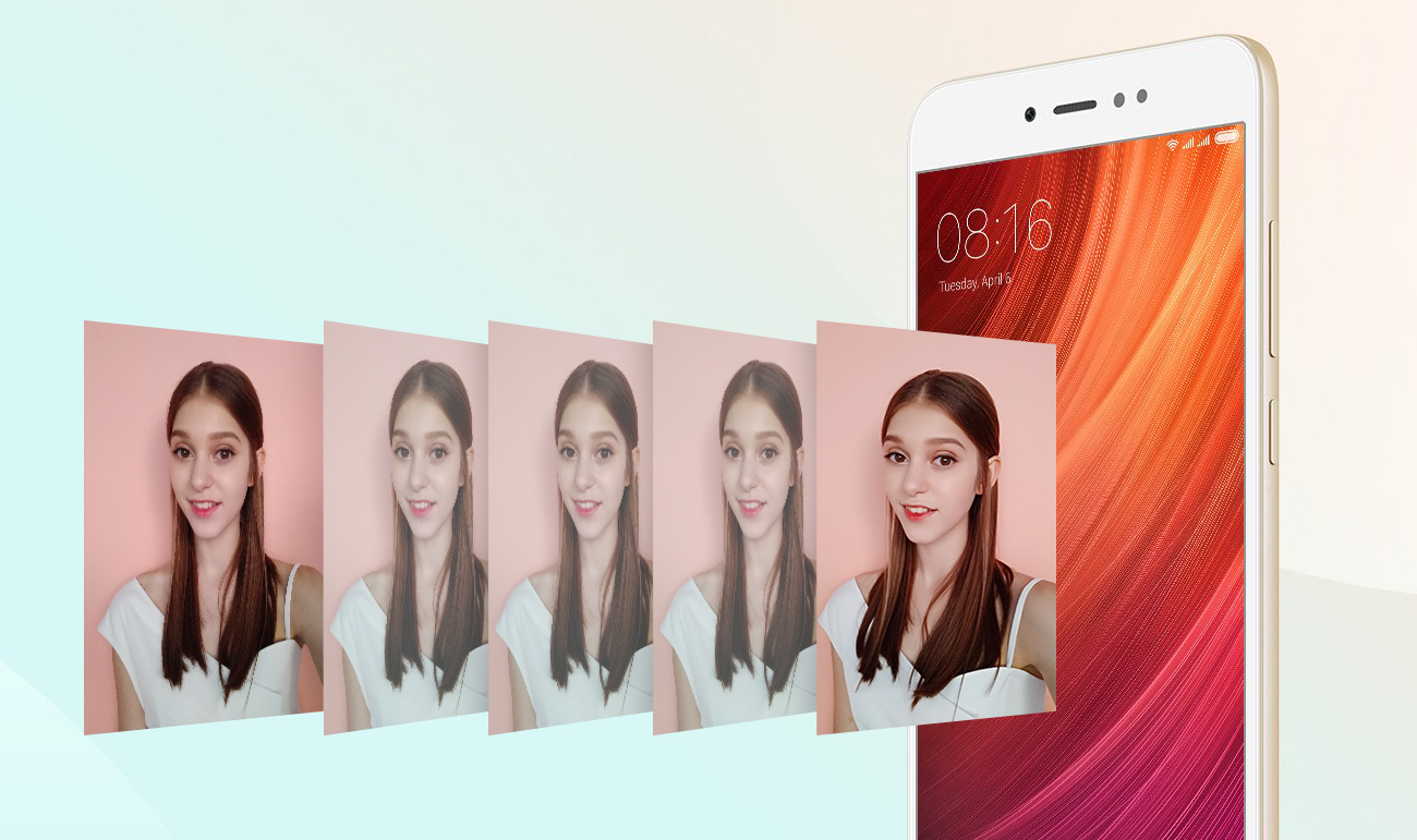 Xiaomi Redmi Note 5A Prime aparat selfie 16 Mpix przesłona autofocus PDAF tryb HDR