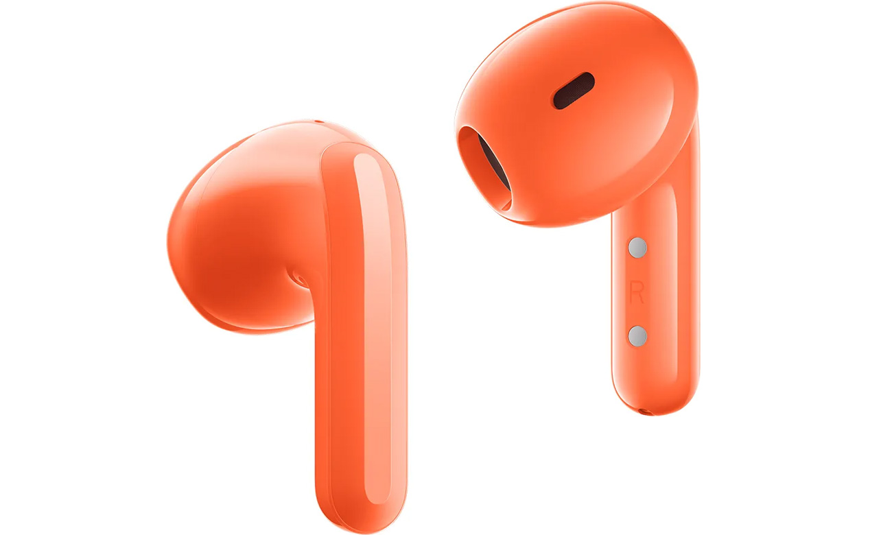Słuchawki bezprzewodowe Xiaomi Redmi Buds 4 Lite Pomarańczowe - Widok lewej i prawej słuchawki