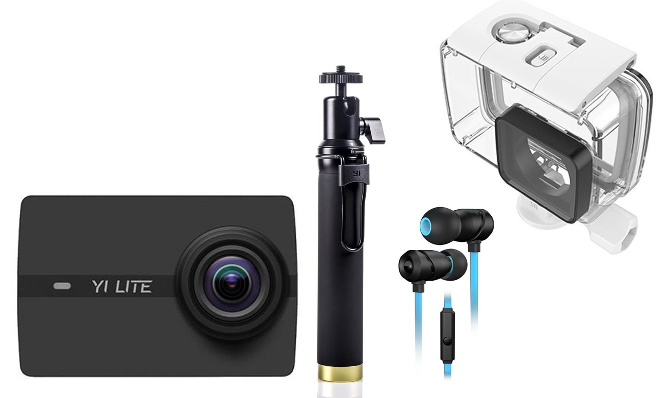 Kamera Yi Lite, selfie stick oraz słuchawki