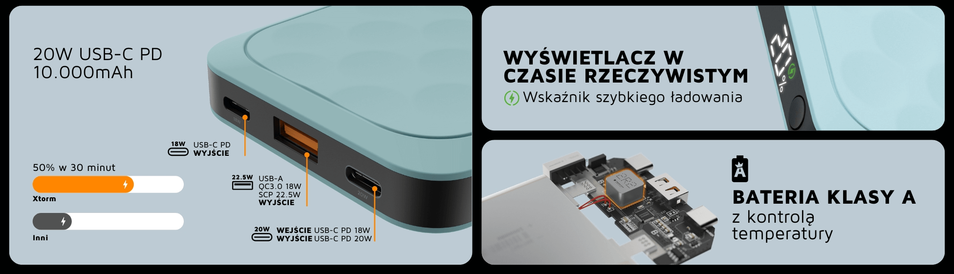 XTORM Powerbank Fuel 10000 mAh 20W błękitny