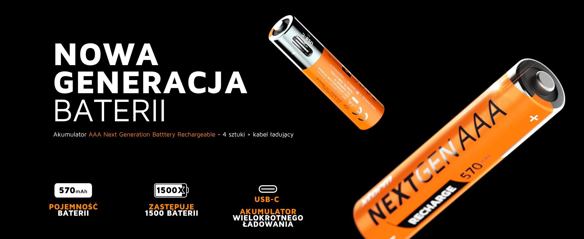 XTORM Akumulatorki NexGen AAA USB-C 4 PAK