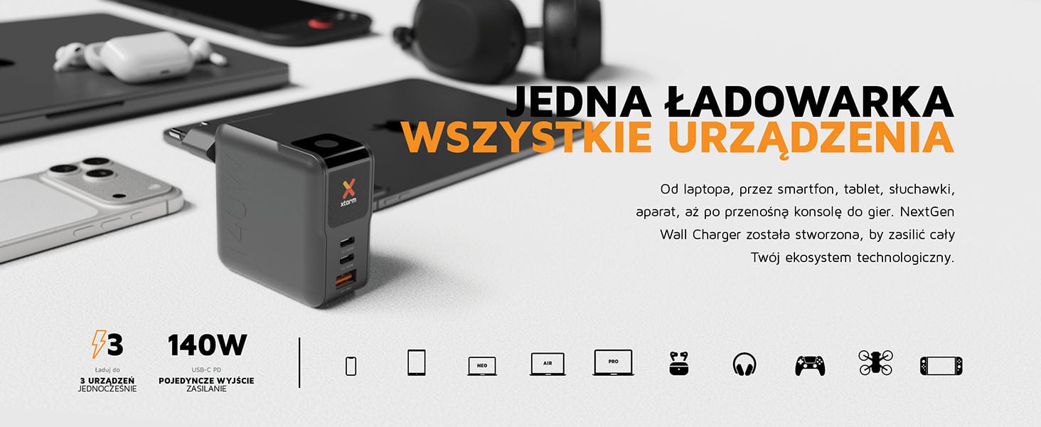 Xtorm 140W NextGen Wall Charger do laptopa, smartfona, tabletu i akcesoriów