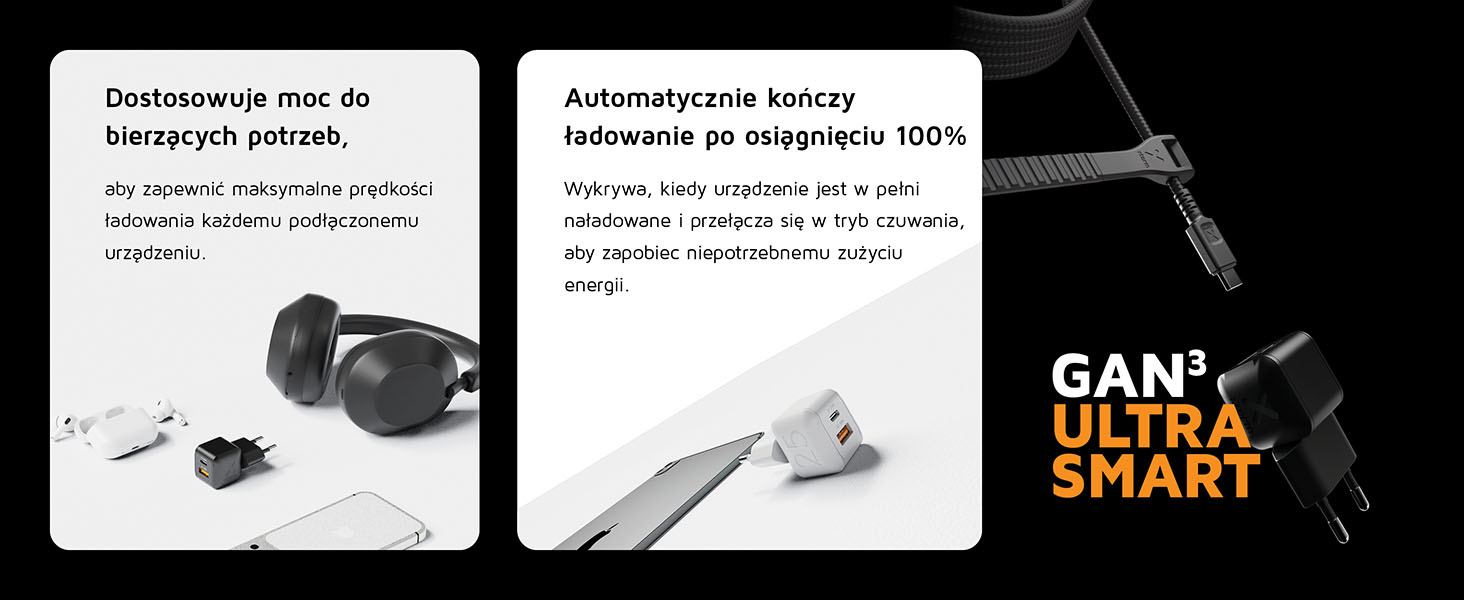Automatyczne dopasowanie mocy i tryb czuwania ładowarki Xtorm XECNG250