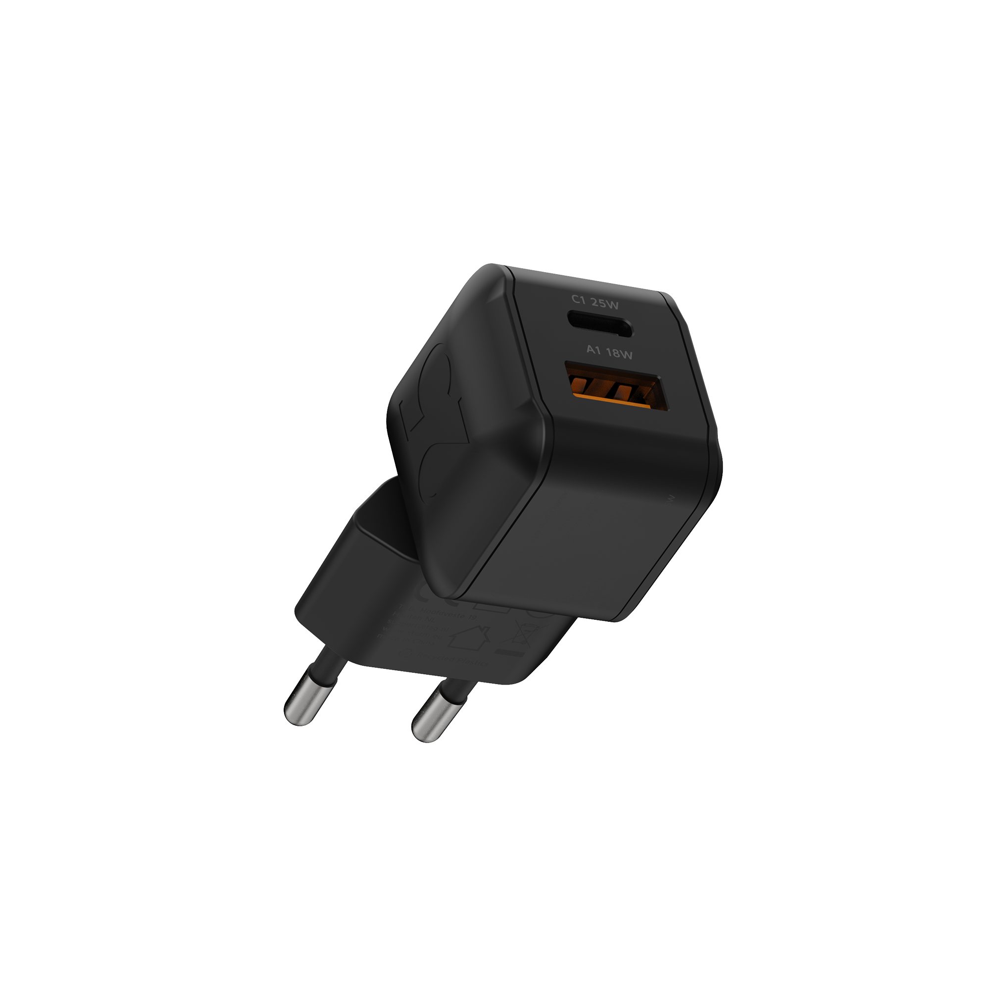 Kompaktowa czarna ładowarka Xtorm XECNG251 z portami USB-C i USB-A