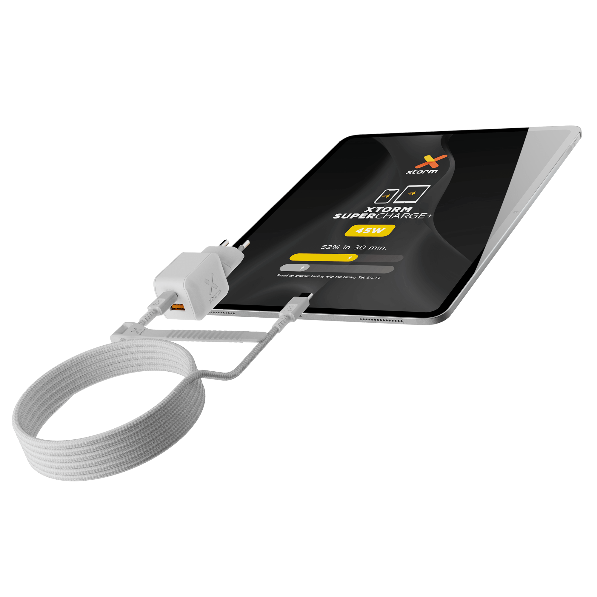 Biała ładowarka Xtorm XECNG450 szybko ładująca tablet przewodem USB-C