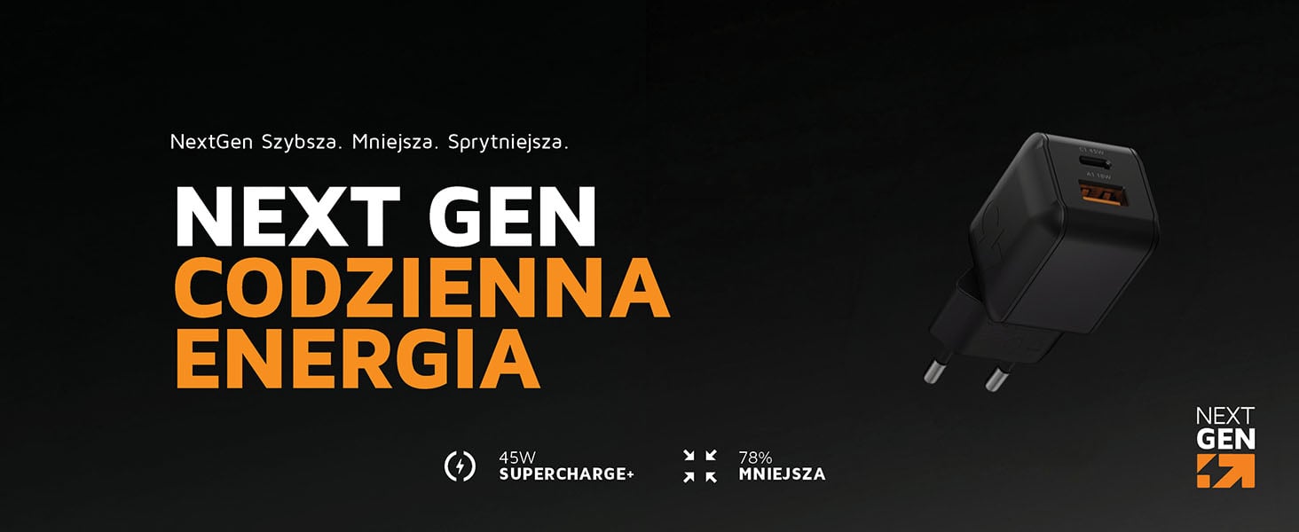 Czarna ładowarka Xtorm XECNG451 45W NextGen Wall Charger do codziennego ładowania