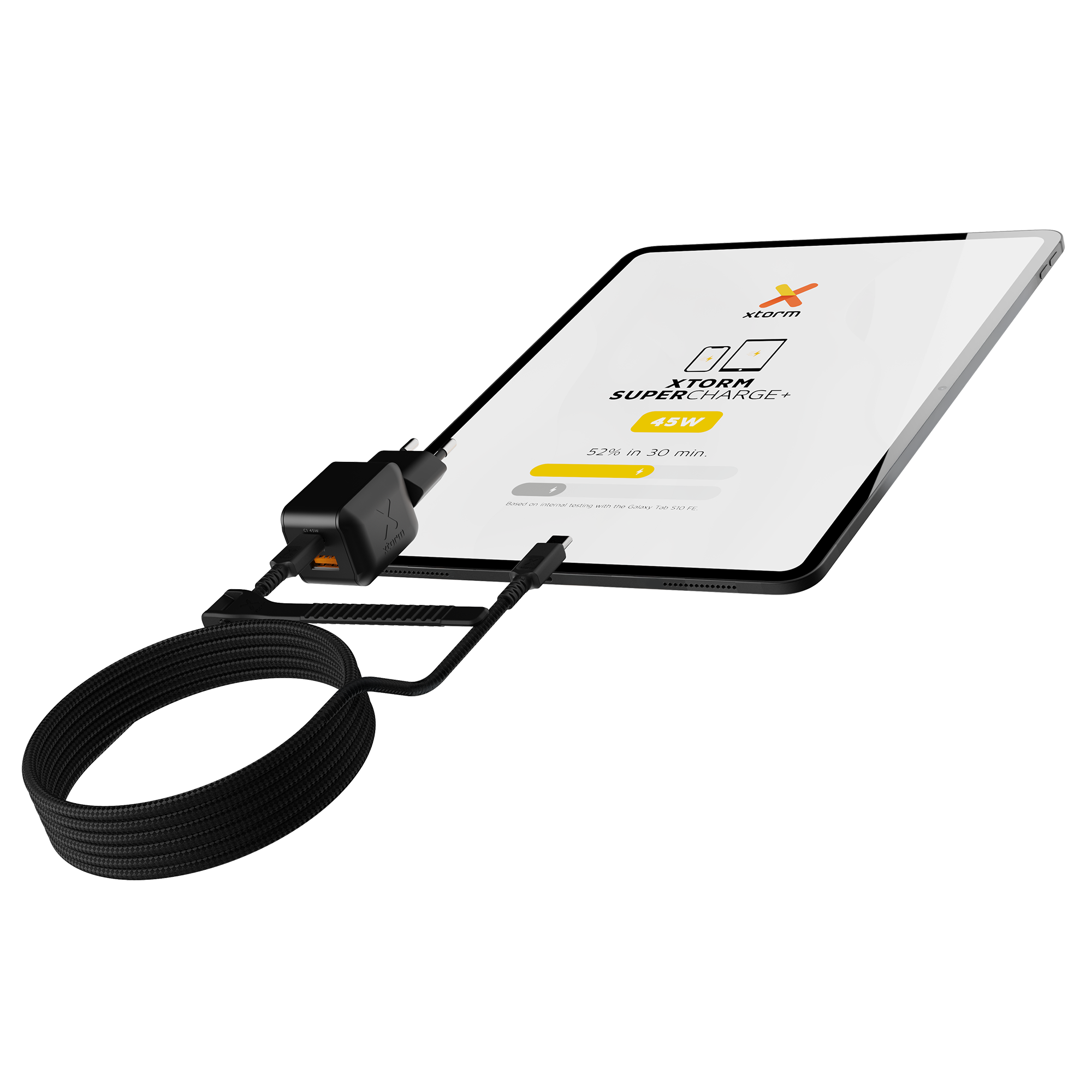 Czarna ładowarka Xtorm XECNG451 szybko ładująca tablet przewodem USB-C