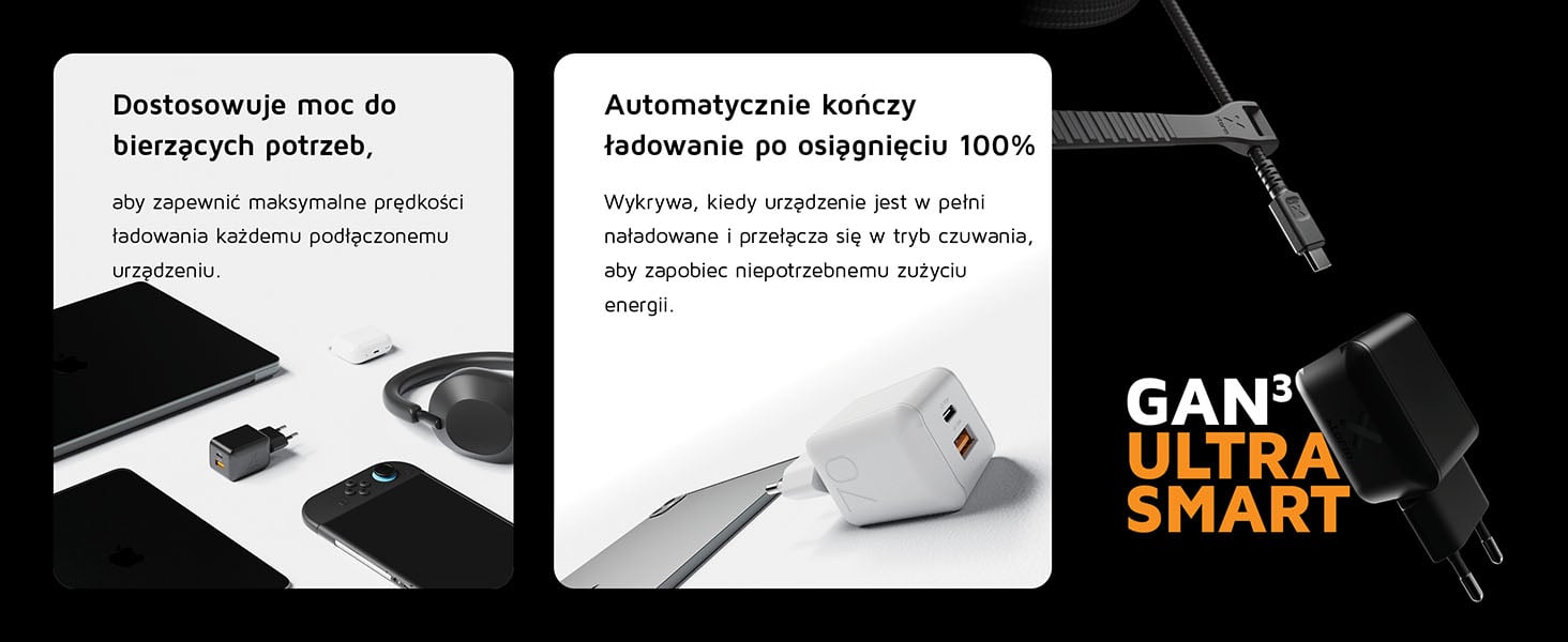 Automatyczne dopasowanie mocy i tryb czuwania ładowarki Xtorm XECNG700