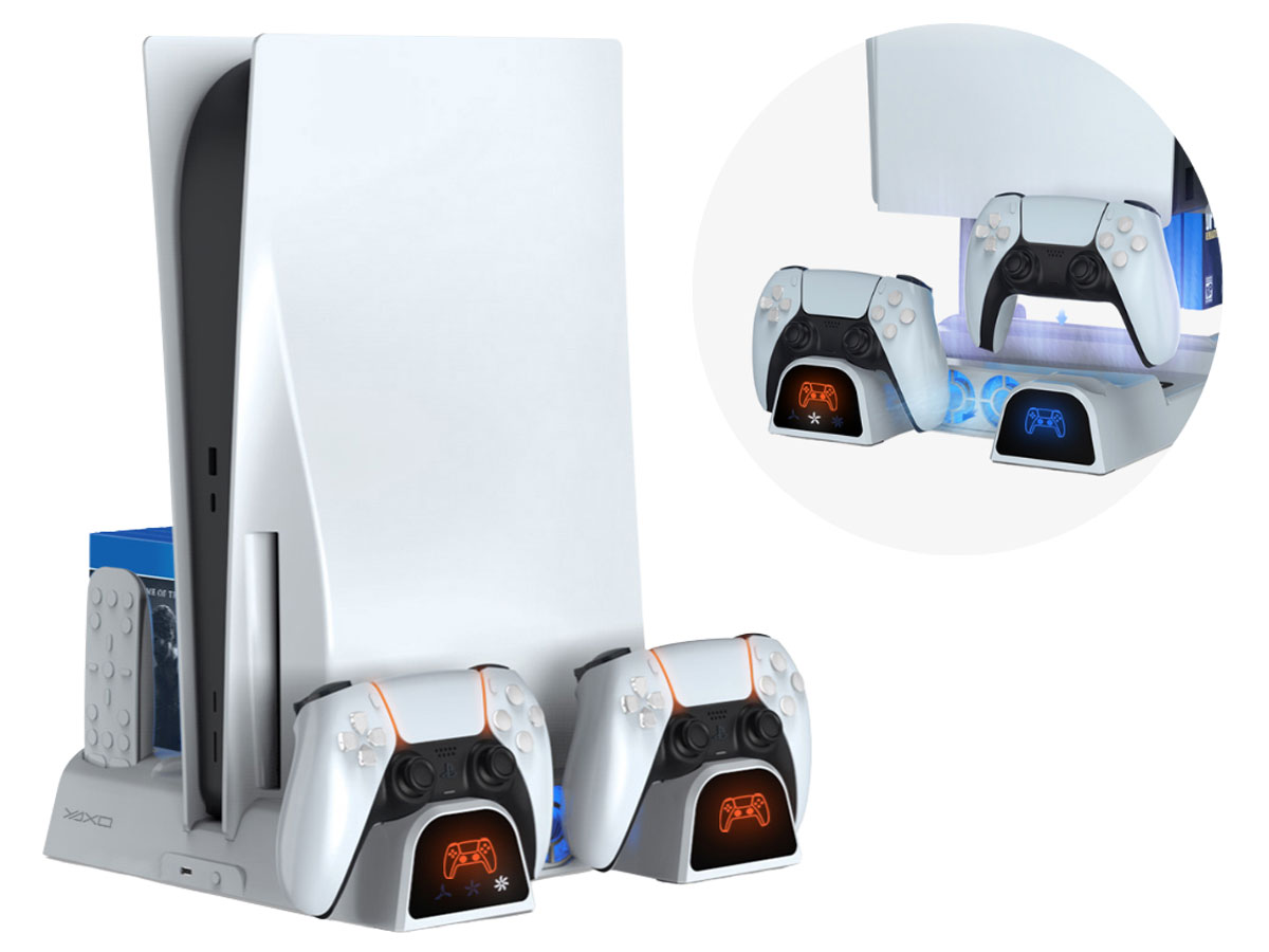 Podstawka YAXO ARCTIC BREEZE do PS5/PS5 Slim Alpine White - Bezprzewodowe ładowanie kontrolerów