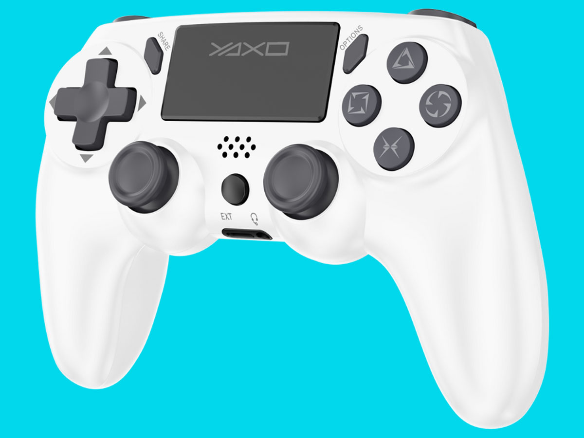 Kontroler YAXO VIPER STRIKE Alpine White - Widok od przodu pod kątem, grafika z tłem
