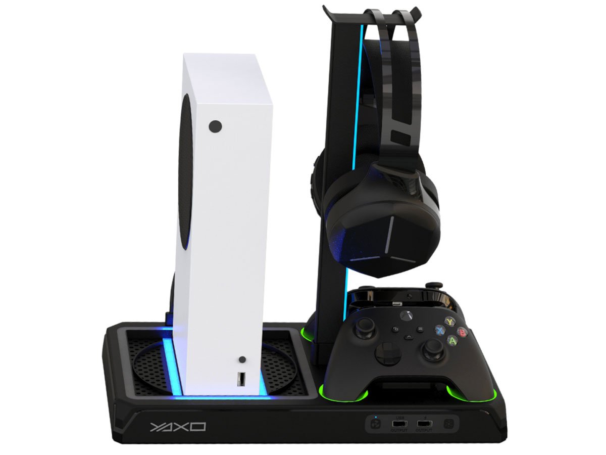 Podstawka YAXO XENO FROST do Xbox Series X|S Techno Black - Przestrzeń na gry i akcesoria