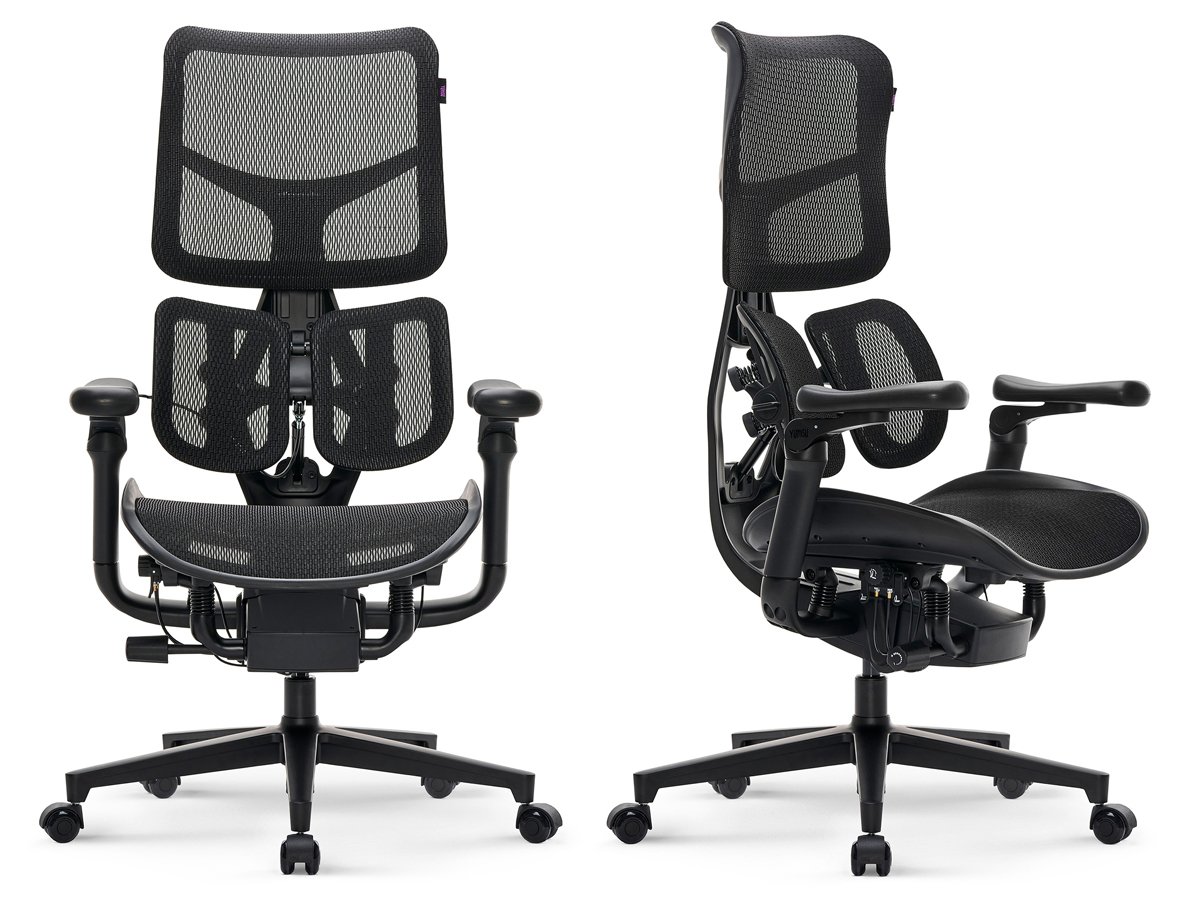 Ergonomiczny fotel Yumisu 1010 Czarny - Widok od przodu i od przodu pod kątem