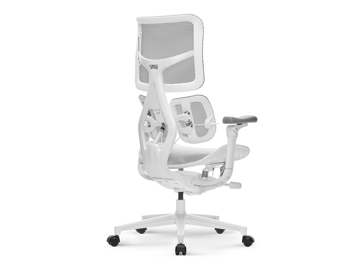 Ergonomiczny fotel Yumisu 1010 Biały - Widok od tyłu pod kątem