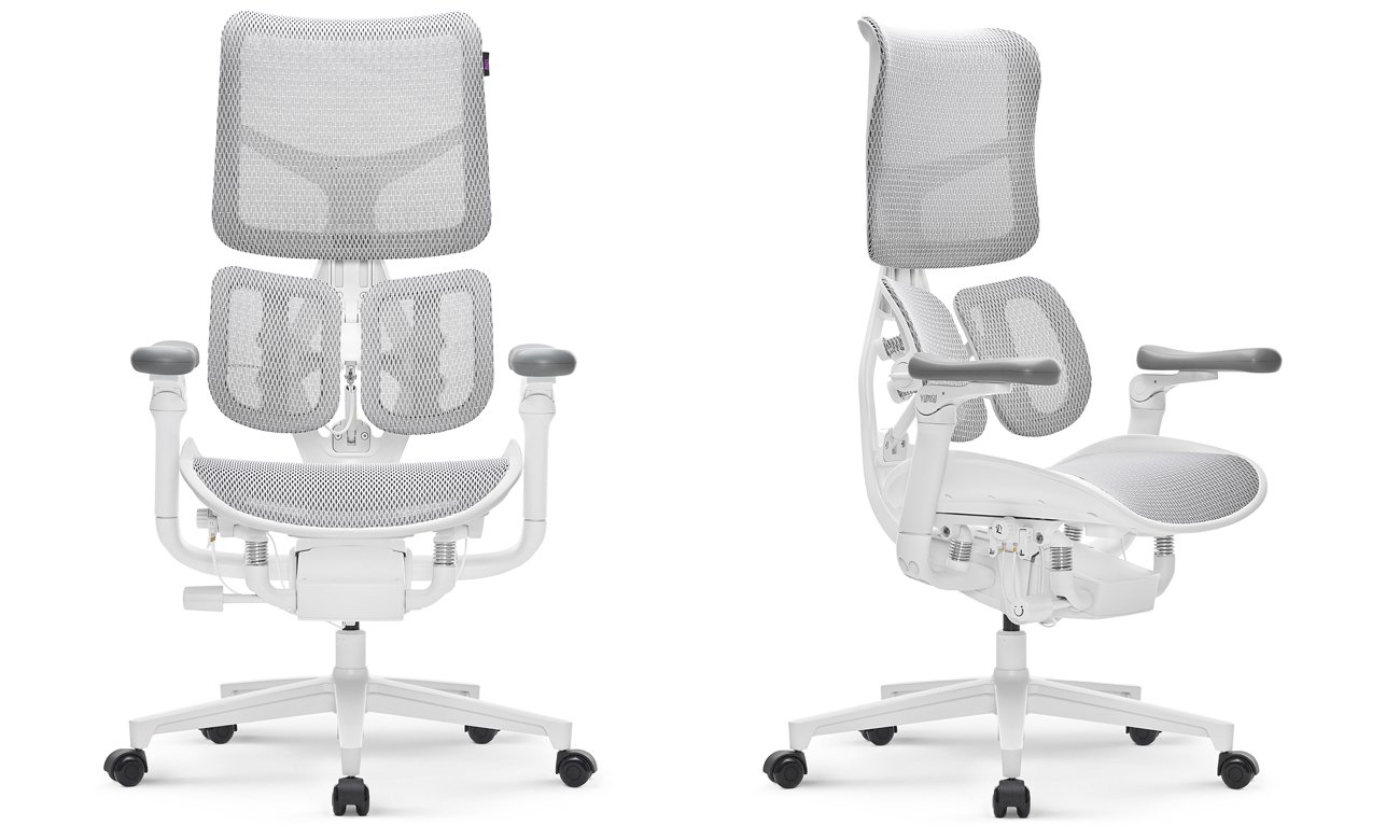 Ergonomiczny fotel Yumisu 1010 Biały - Widok od przodu i od przodu pod kątem