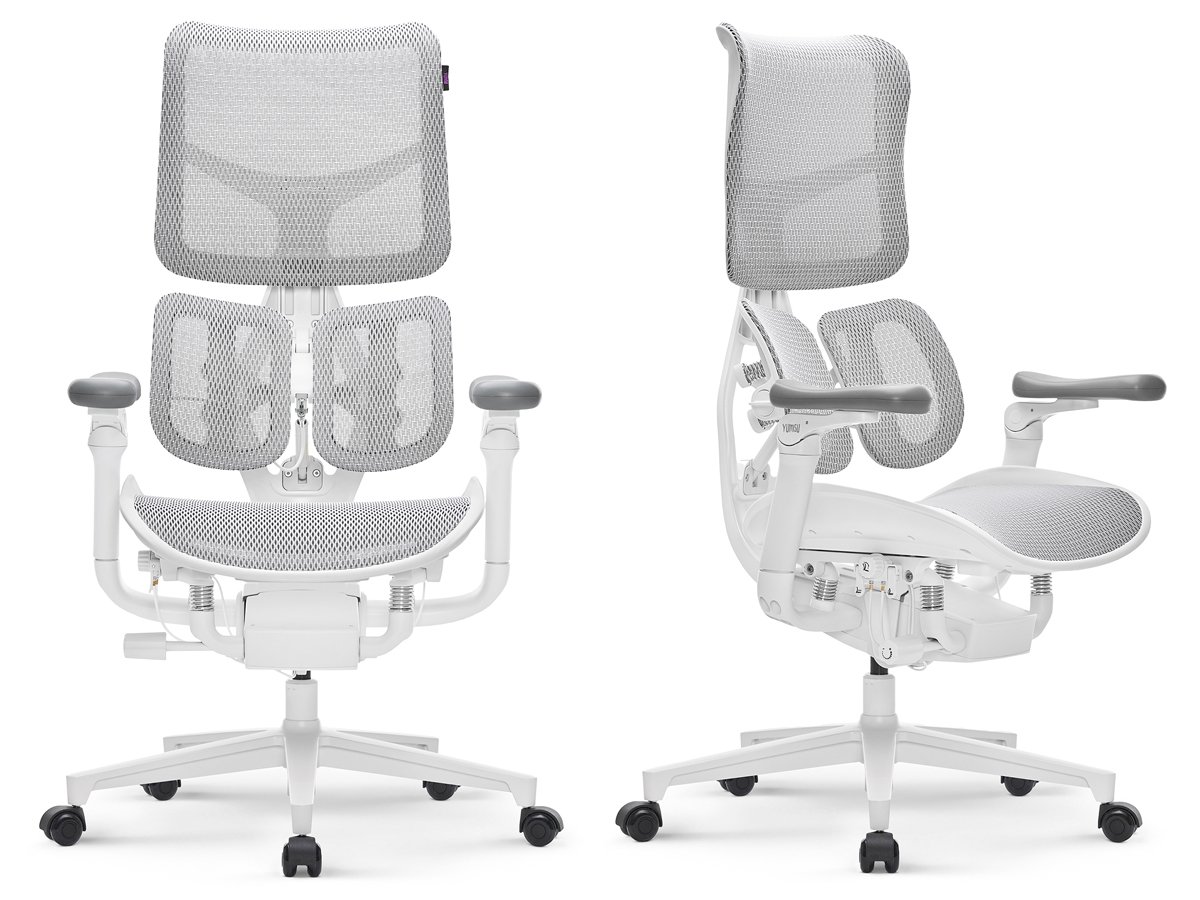 Ergonomiczny fotel Yumisu 1010 Biały - Widok od przodu i od przodu pod kątem