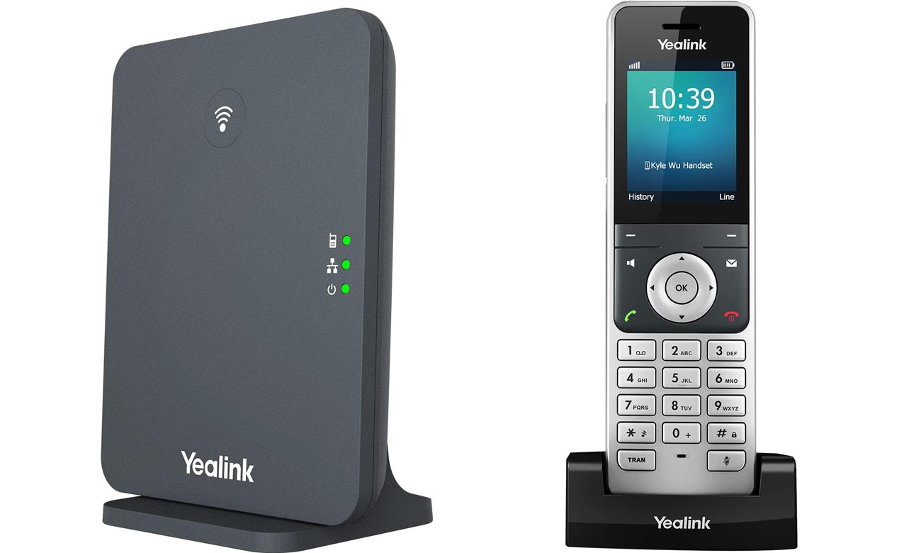 Telefon bezprzewodowy Yealink W76P IP w zestawie z bazą W70B - Widok od przodu pod kątem