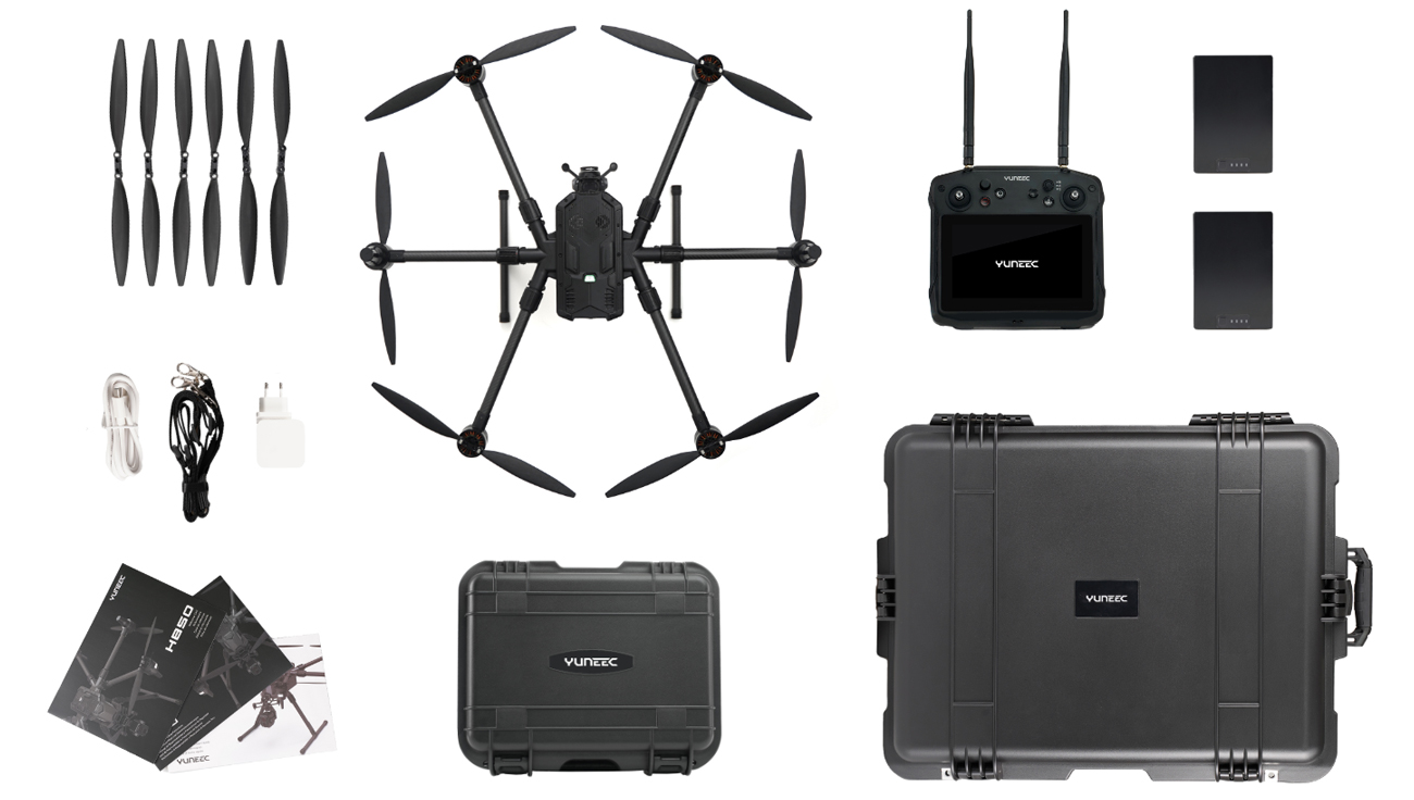 Dron Yuneec H850-RTK - Grafika prezentująca zawartość zestawu
