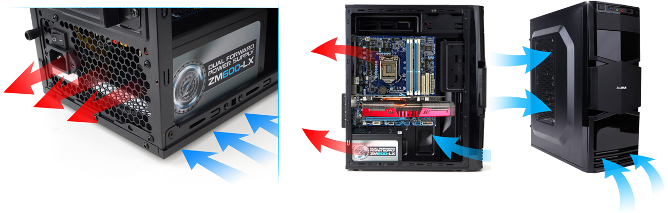 Obudowa komputerowa Zalman ZM-T3 - chłodzenie