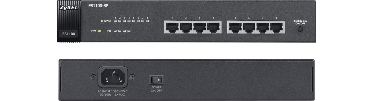 Zyxel ES1100-8P Pzzód i tył