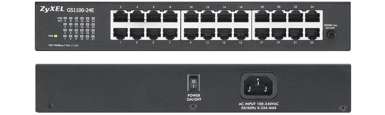 Switch Zyxel 24p GS1100-24 złącza