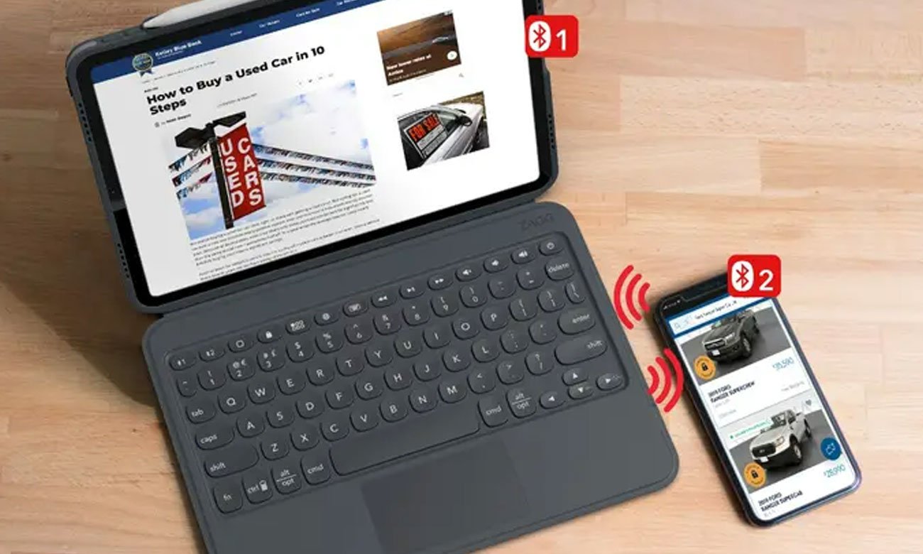 Zagg Pro Keys łączność z dwoma urządzeniami