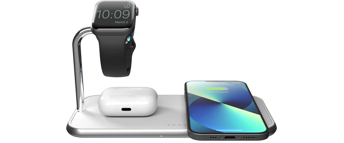 Zens Dual+Watch Aluminium Wireless Charger z urządzeniami