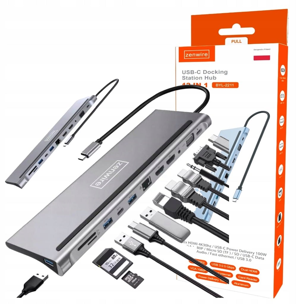 Stacja dokująca USB-C Zenwire BYL-2211 12w1