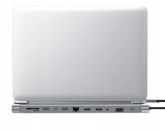 Laptop ustawiony na stacji dokującej Zenwire BYL-2211