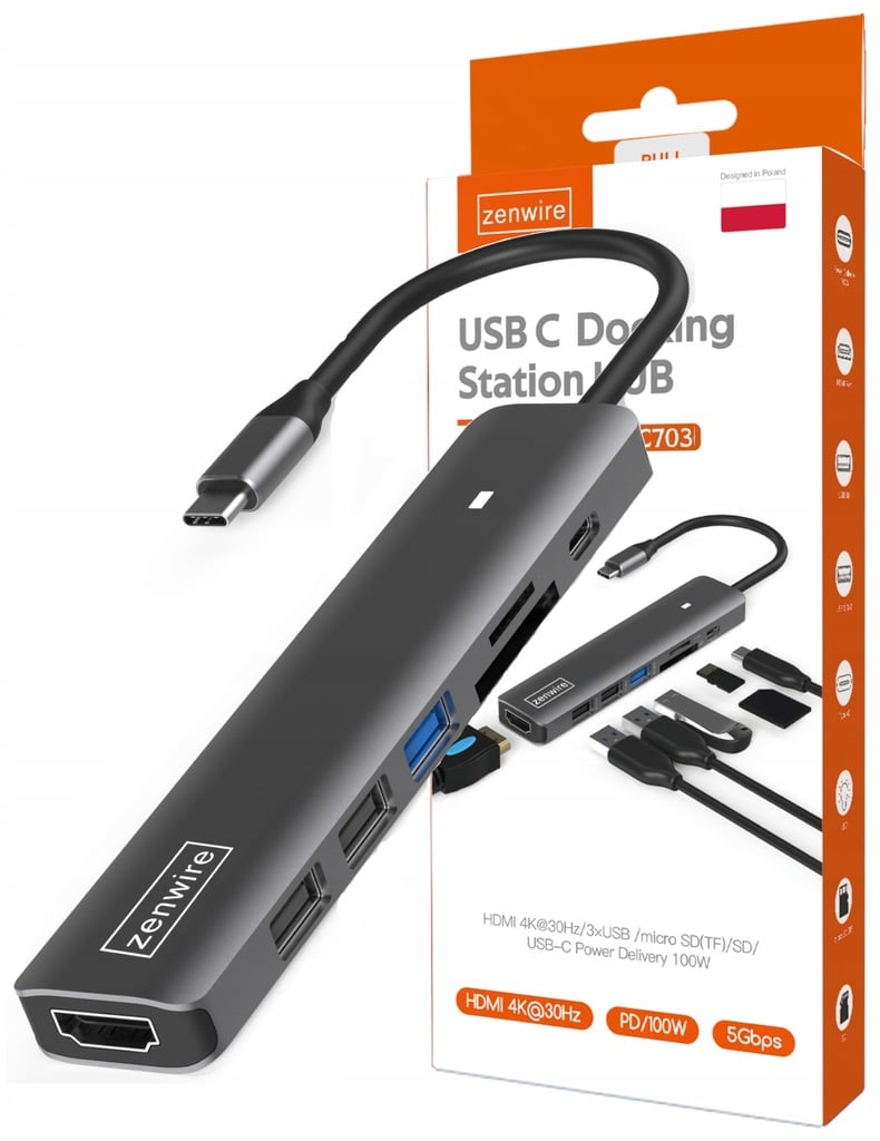 Hub USB-C Zenwire BS-HC703 7w1